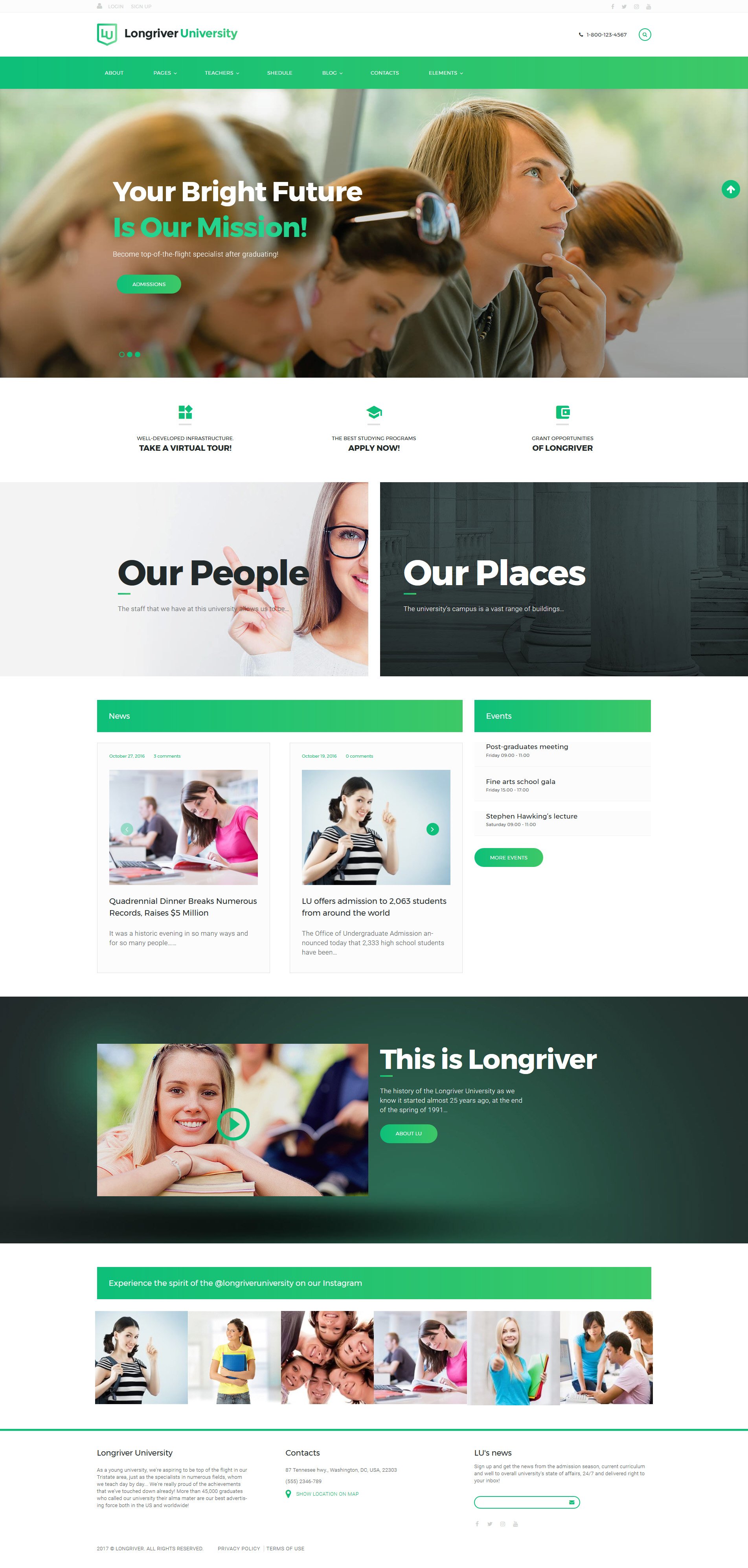 "Longriver University Responsive" Responsive WordPress thema №63613