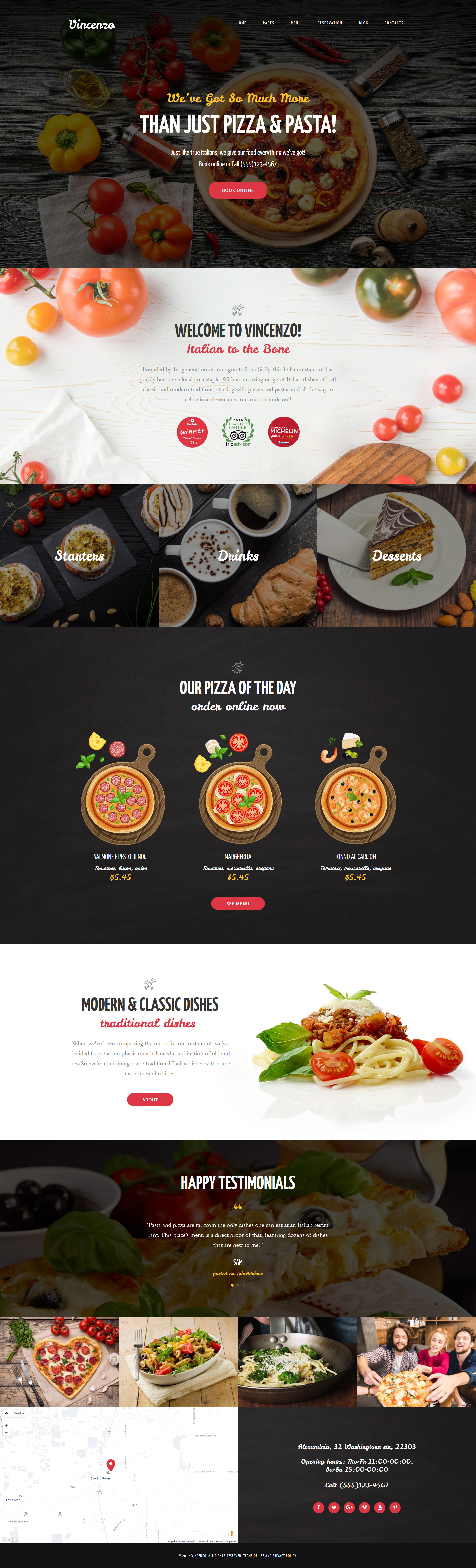"Vincenzo - Delicious Pizza Restaurant Responsive" - адаптивний WordPress шаблон №63633
