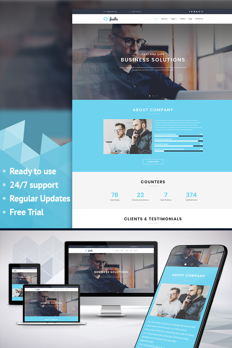 Business & Services Responsive Moto CMS 3 Template - screenshot