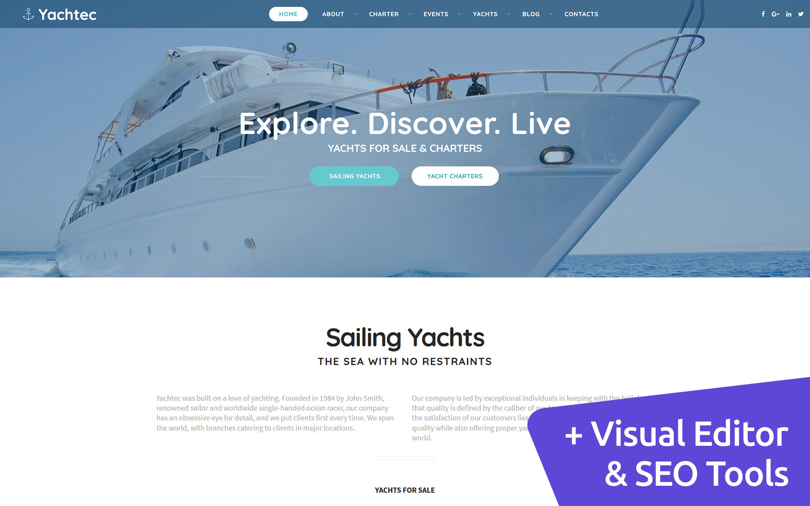 Plantilla Moto CMS 3 "Yacht Charter" #63711