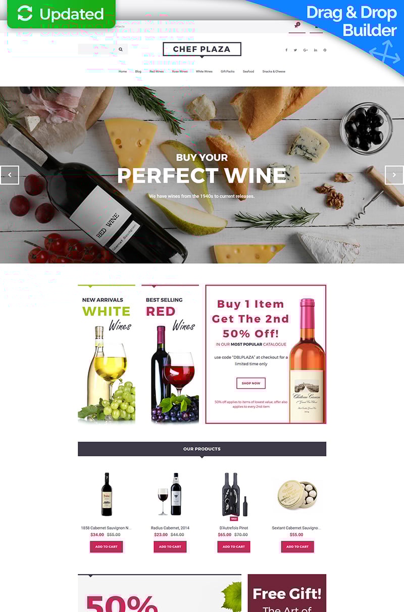 Responsive Chef Plaza - Food & Wine Store Motocms E-Ticaret #63748 - Ekran resmi