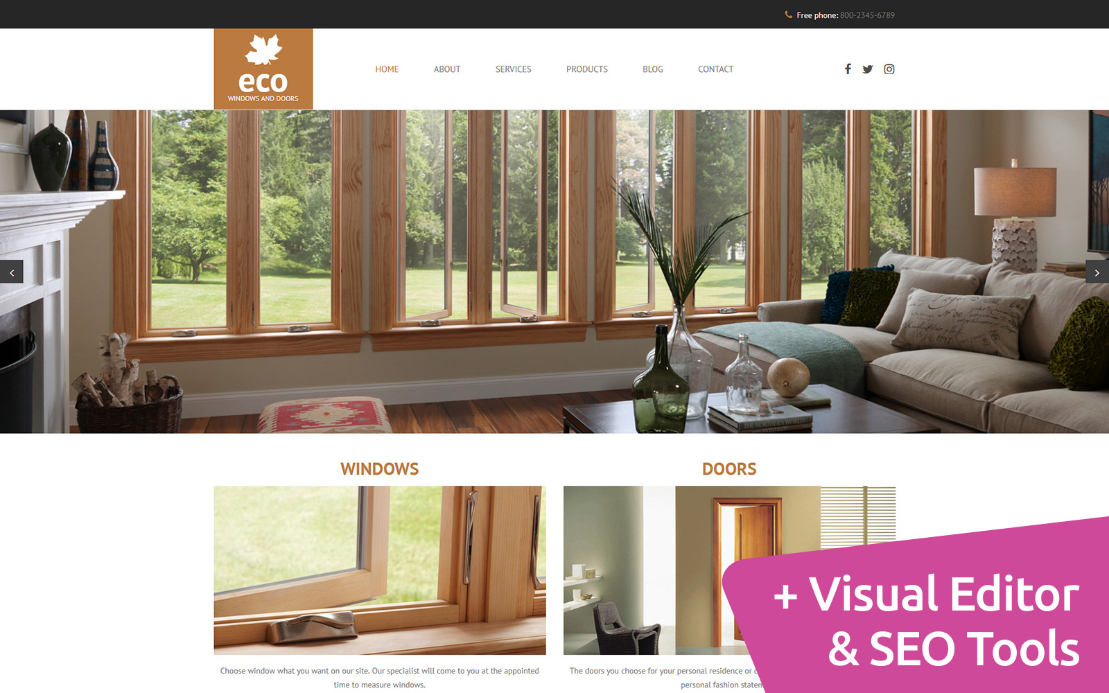 Reszponzív Windows and Doors Moto CMS 3 sablon 63705