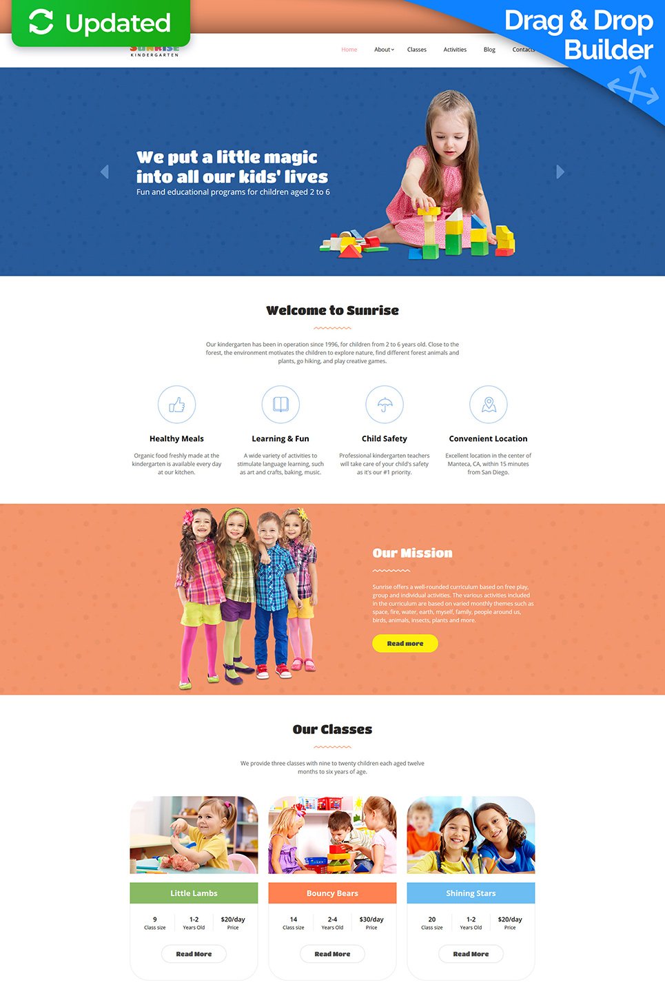 Sunrise - Kids Center & Kindergarten Moto CMS 3 Template New Screenshots BIG