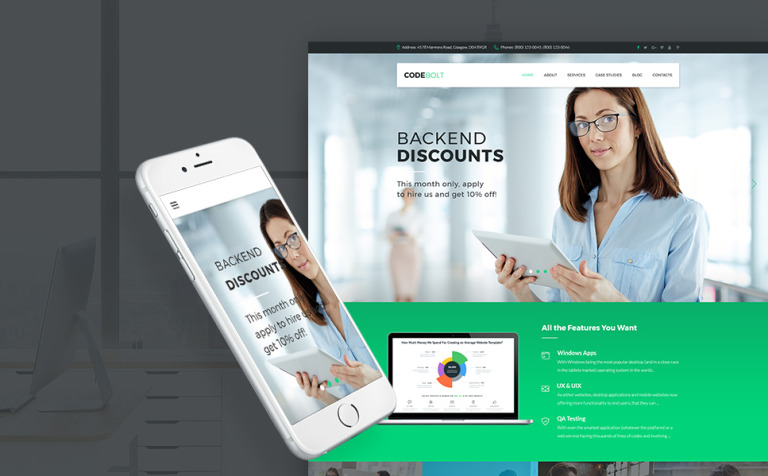 CodeBolt - Software Company Responsive WordPress Template Big Screenshot CodeBolt - Software Company WordPress Theme New Screenshots BIG