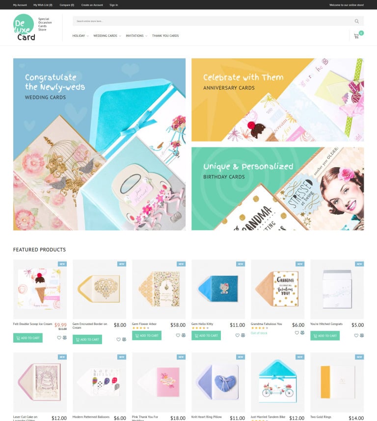  Deluxe Card - Special Occasion Cards Store Magento Theme