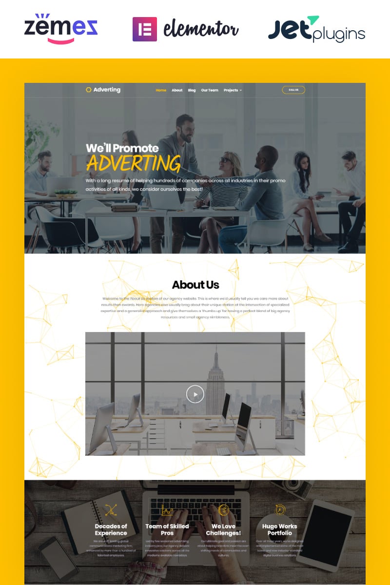 Responsywny motyw WordPress Adverting - Advertising Agency Responsive WordPress Theme #63935