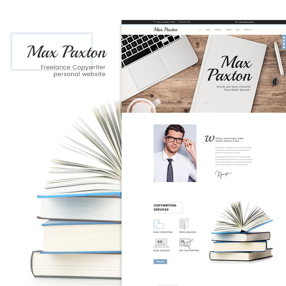 WordPress Theme namens "MaxPaxton - Freiberuflicher Texter und Journalist" #63996 - Screenshot