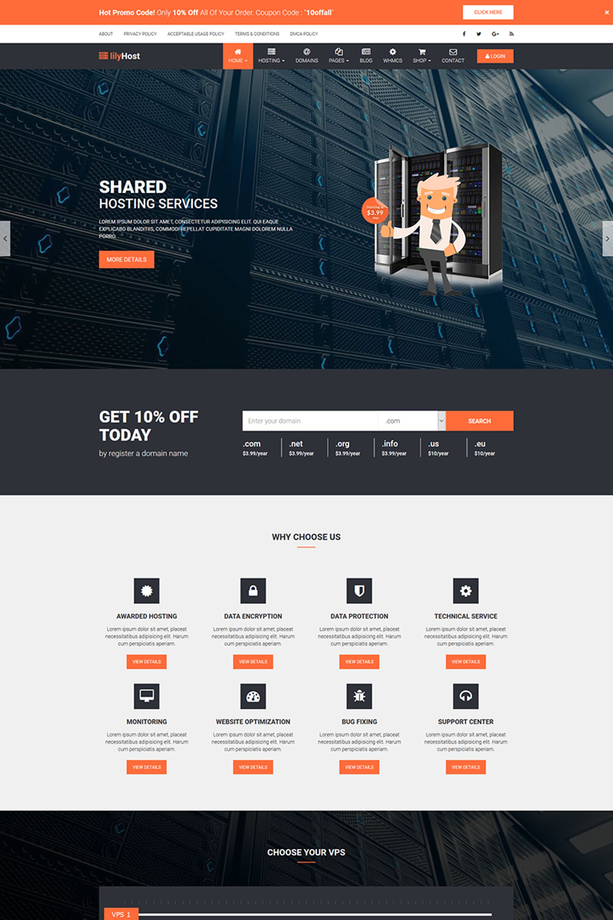 lilyHost | Responsive HTML5 Hosting WHMCS Website Template