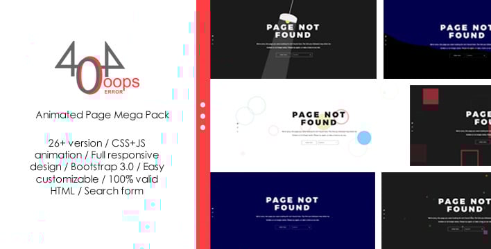 404 - Animated Page Mega Pack Responsive Website Template Big Screenshot 404 - Animated Page Mega Pack Website Template Big Screenshot