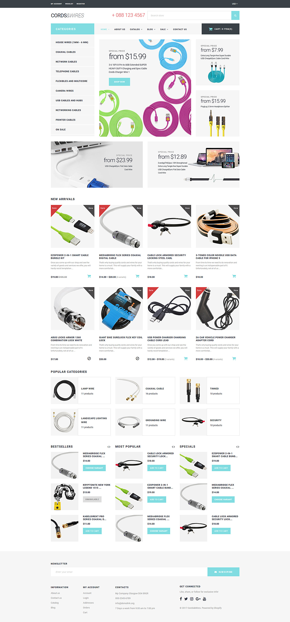 Cords & Wires Shopify Theme New Screenshots BIG