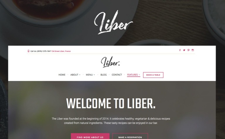 Liber - Restaurant & Bar Premium WordPress Theme Big Screenshot Liber - Restaurant & Bar WordPress Theme Big Screenshot