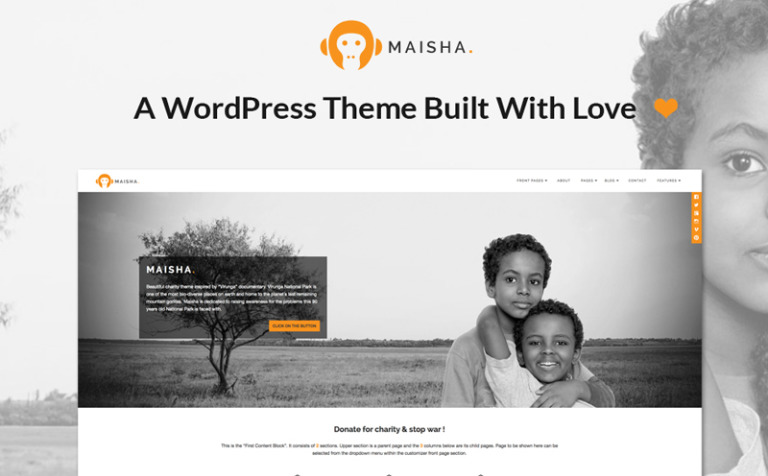 Maisha - Charity/Non-Profit Premium WordPress Template Big Screenshot Maisha - Charity/Non-Profit WordPress Theme Big Screenshot
