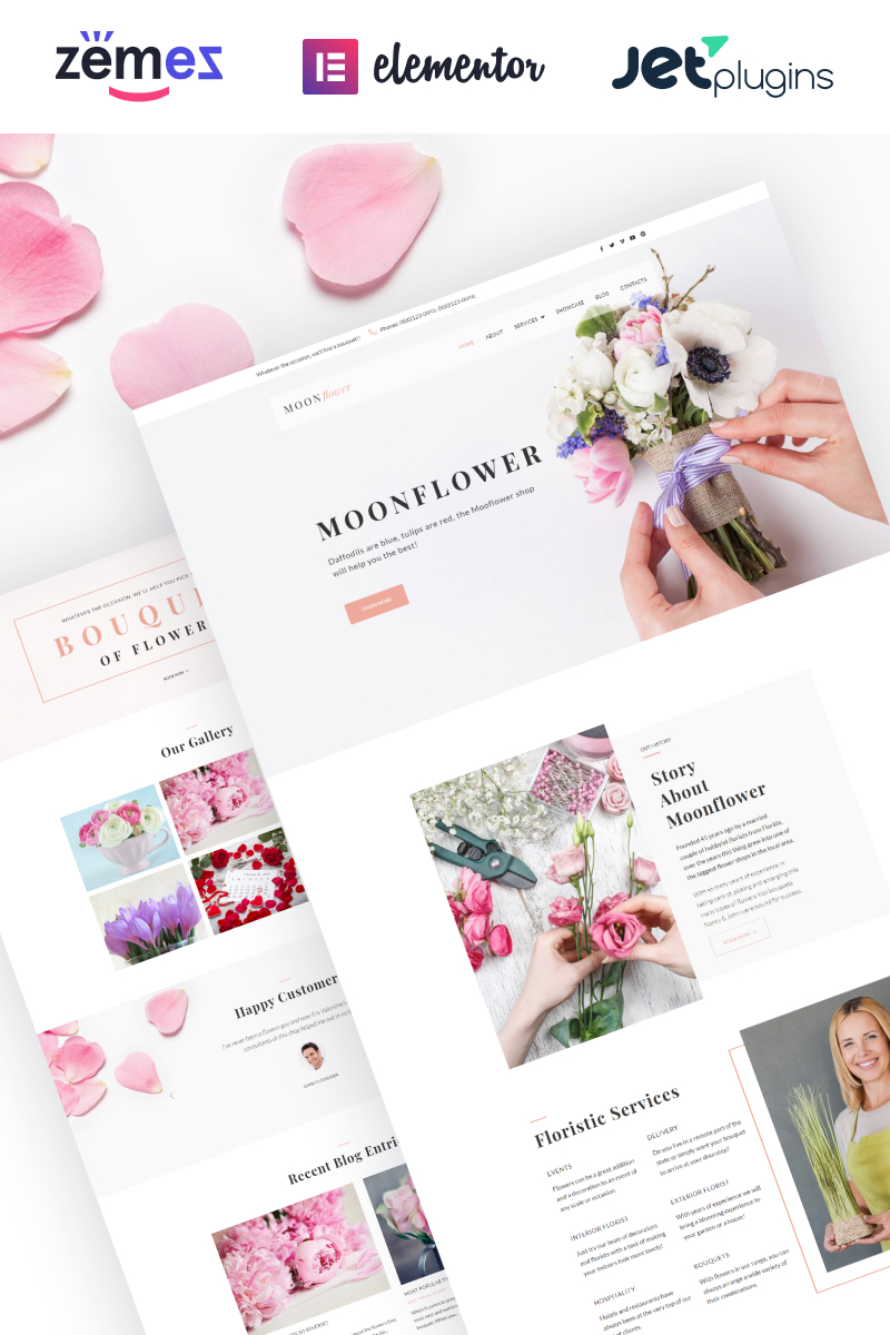 Moon Flower - Flower Shop Tema WordPress №64080