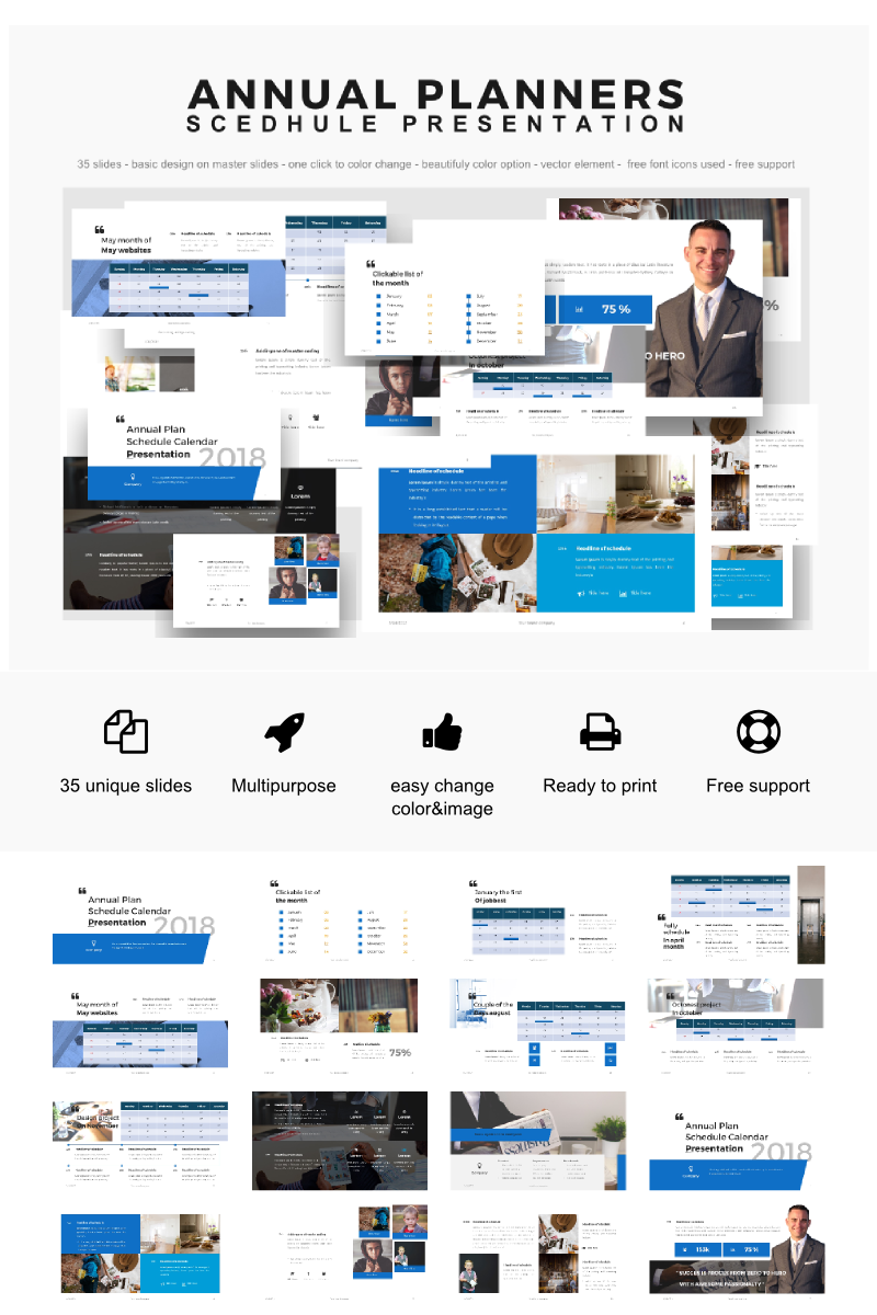 Annual Planner Presentation 2018 PowerPoint template