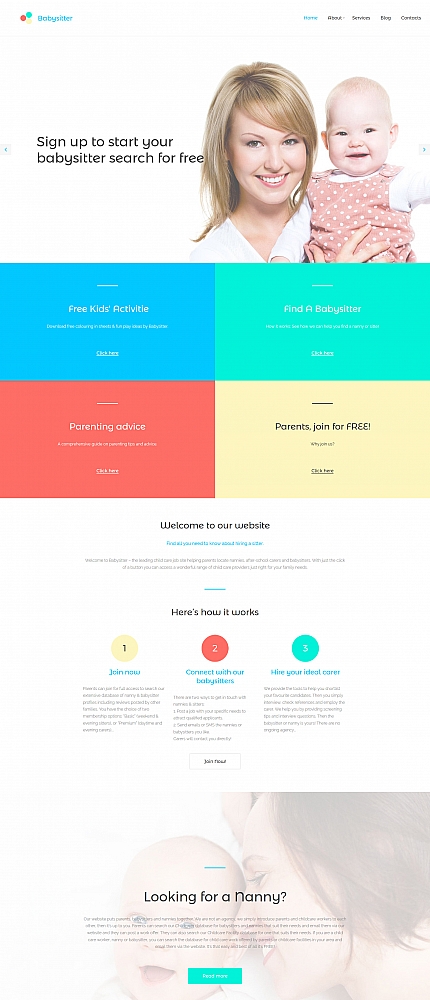 demo for babysitter responsive moto cms 3 template 64190 babysitter looking for work