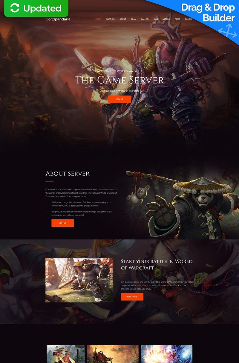 Plantilla Moto CMS 3 "WorldPandaria - Game Portal Premium" #64196 - captura de pantalla