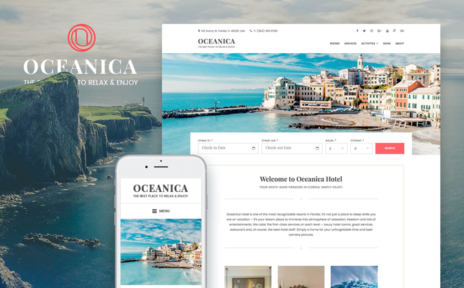 Oceanica - Hotel Booking WordPress Theme - screenshot