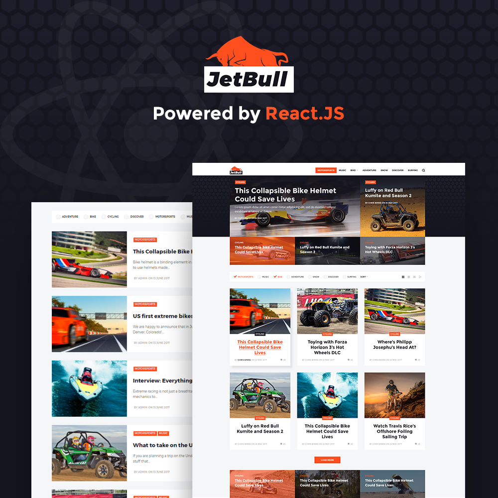 Tema De WordPress "JetBull - Extreme Racing Responsive React.js Powered" #64361 - captura de pantalla