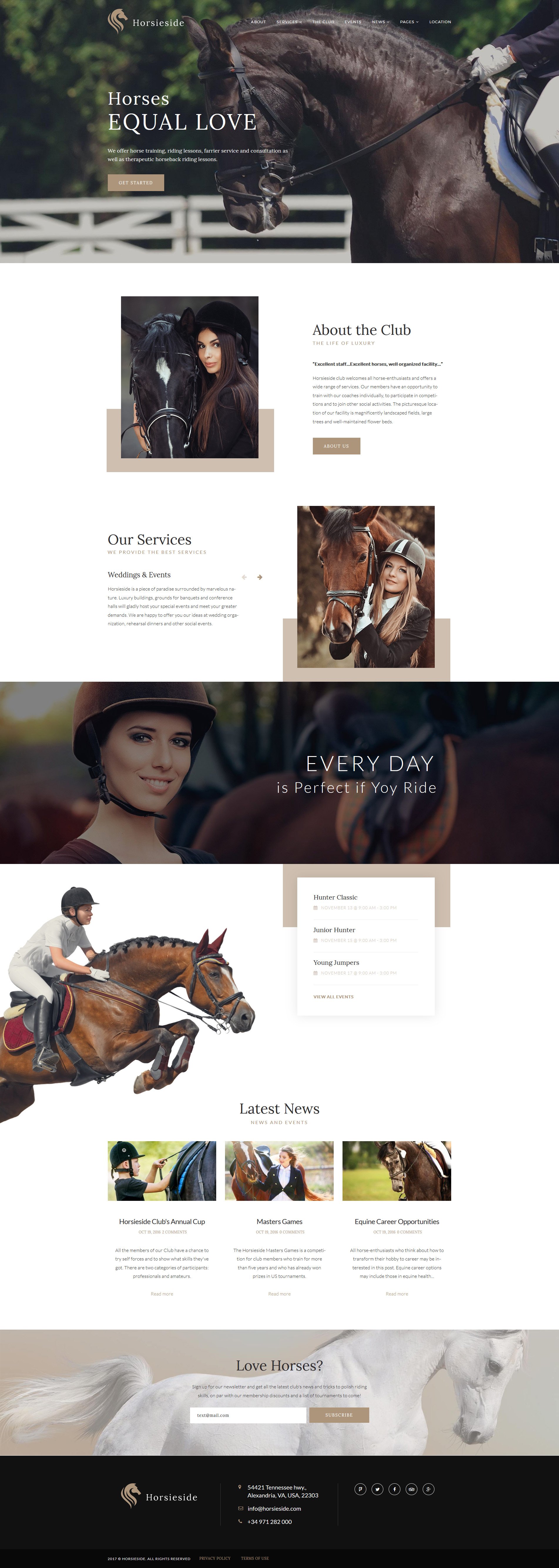 Tema WordPress Responsive #64356 "Horsieside - Equestrian Center Responsive" - screenshot