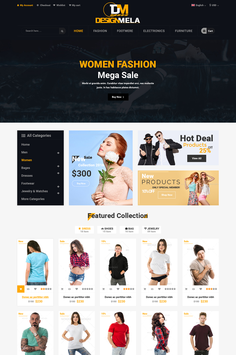 DesignMela eCommerce PSD Template - screenshot