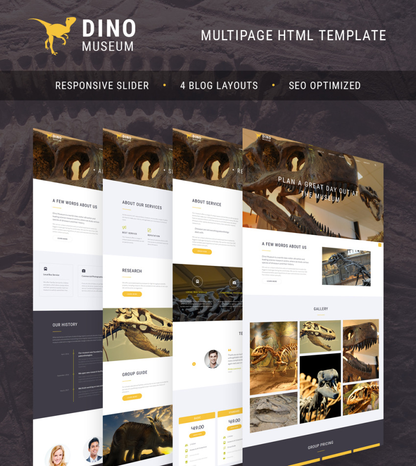 Paleontology Museum site HTML Template