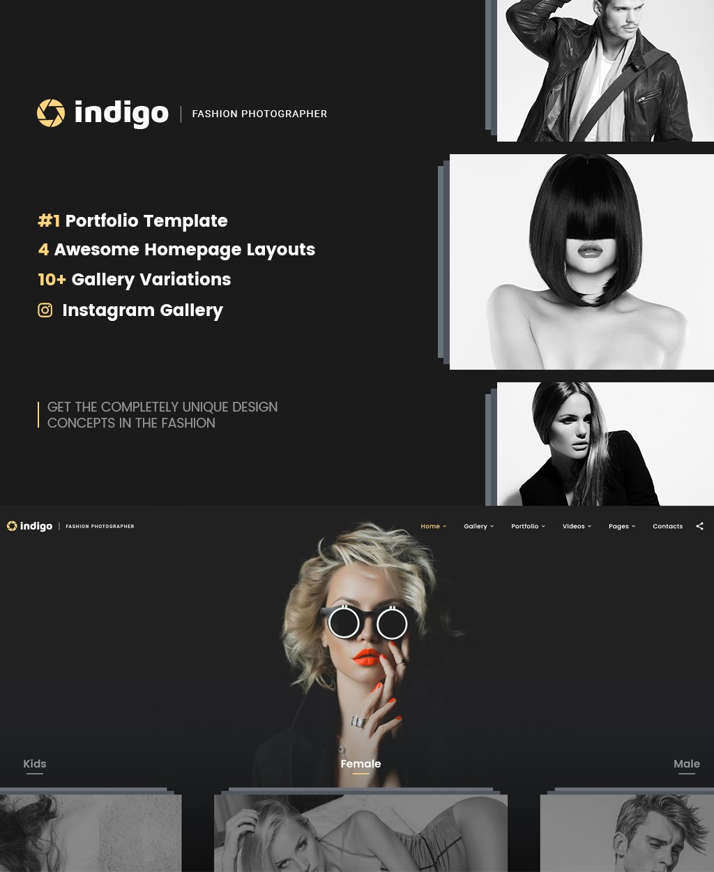 "Indigo - Fashion Photographer Responsive Multipage" modèle web adaptatif #64403