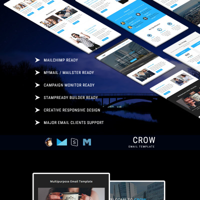 Newsletter Vorlage namens "CROW - Responsive Email Template" #64499