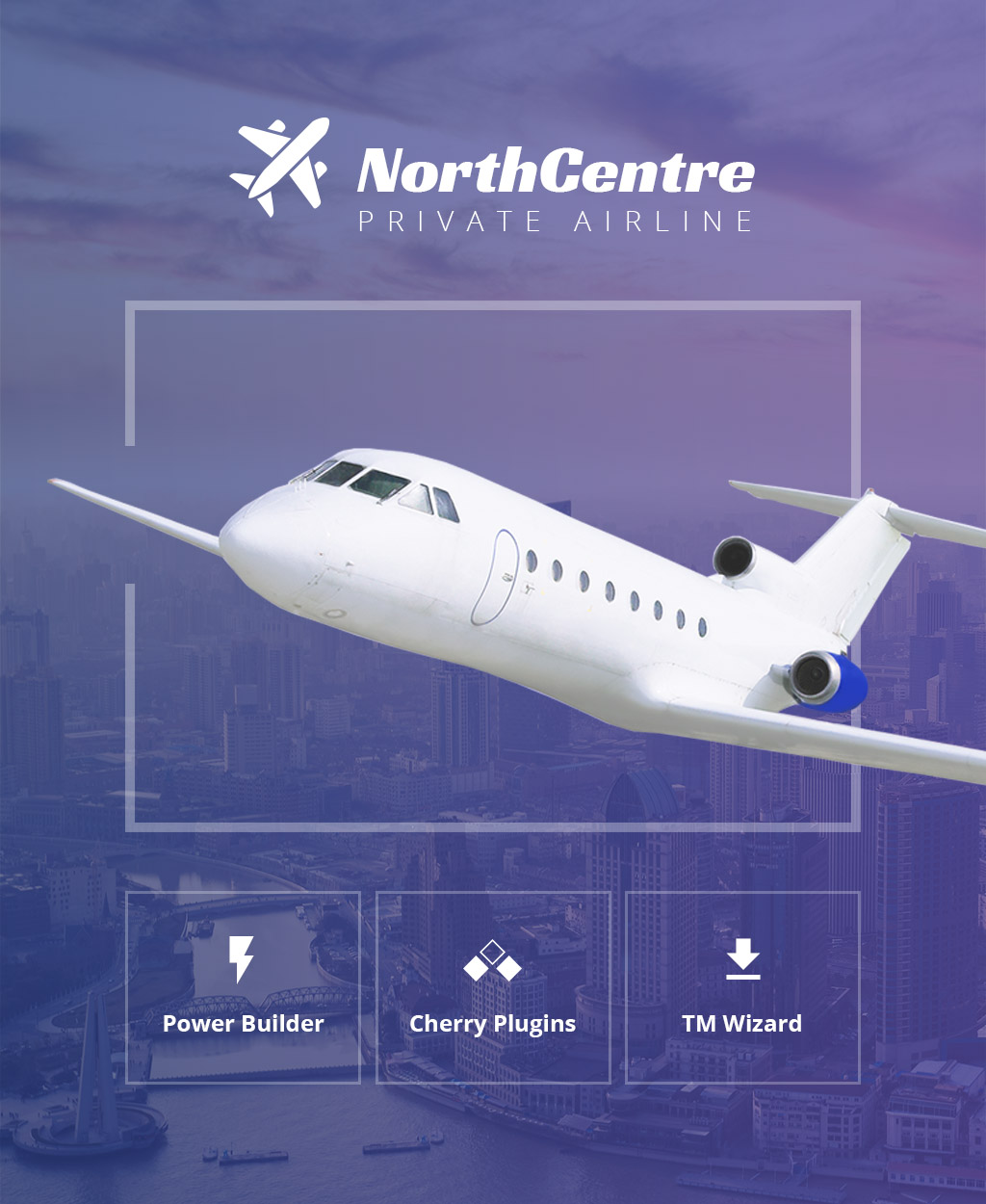 "North Centre - Private Airline WordPress Theme" - адаптивний WordPress шаблон №64469