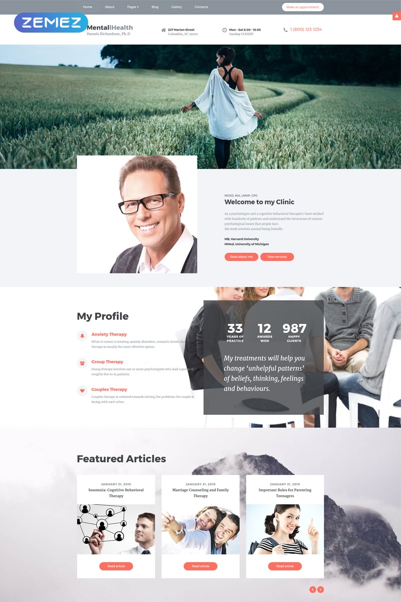 Psychologist Responsive Joomla Template - screenshot