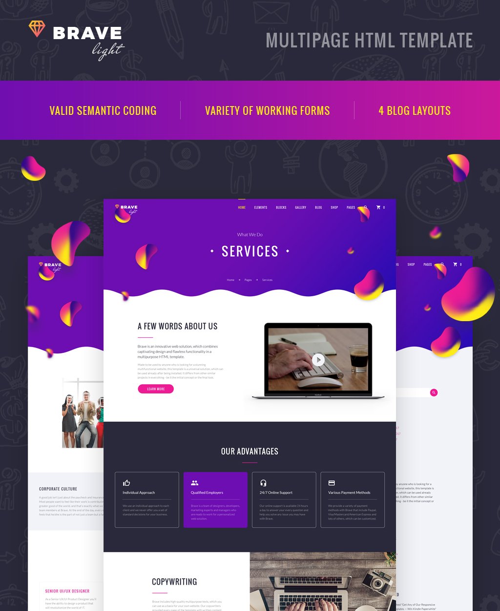 Responsive Brave Light - Creative Universal Multipurpose Web Sitesi #64402