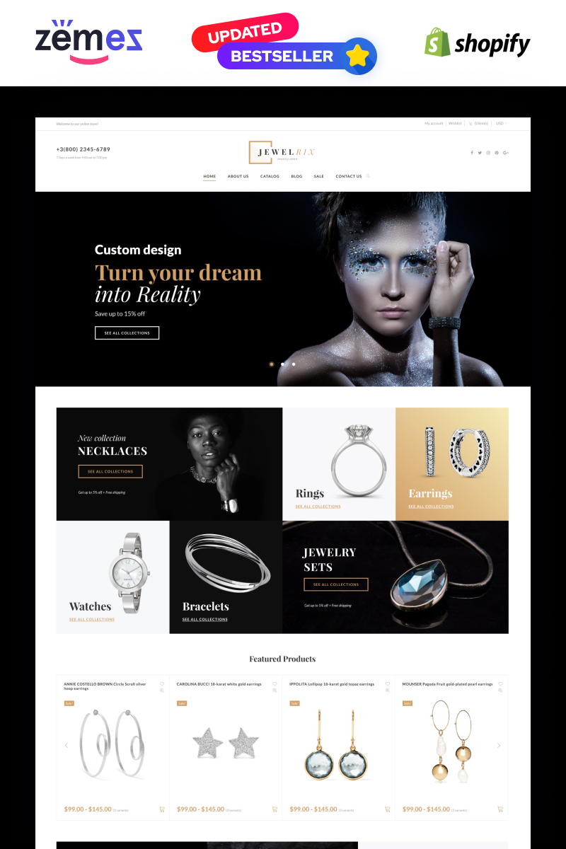 Reszponzív Jewelrix - Jewelry Responsive Online Shop Template Shopify sablon 64465