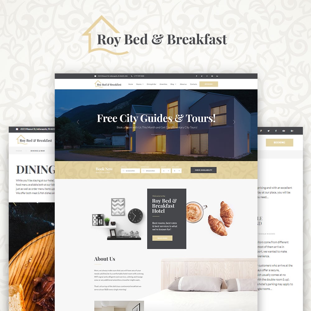 Tema De WordPress "Roy Bed & Breakfast - Small Hotel" #64468