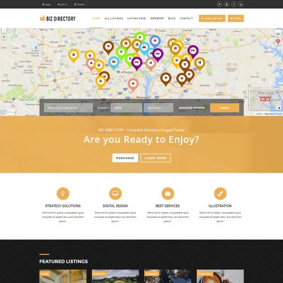 BIZ DIRECTORY - Complete Directory Drupal Template #64560