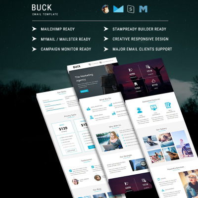 "BUCK - Responsive Email Template" modèle Bulletin adaptatif #64527