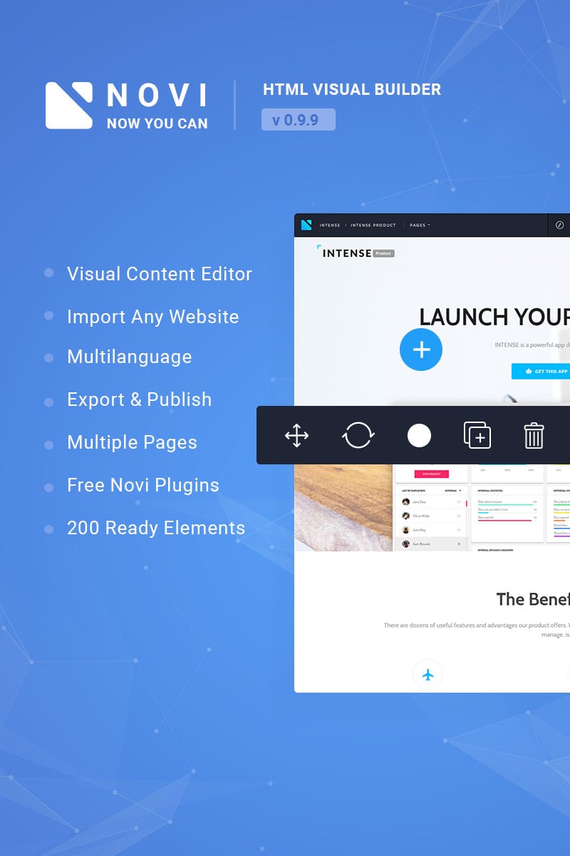 Novi - Visual HTML Page Builder & Content Editor JavaScript - screenshot