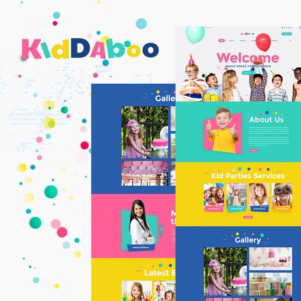 Reszponzív Kiddaboo - Kid Parties Services Responsive WordPress Theme WordPress sablon 64547