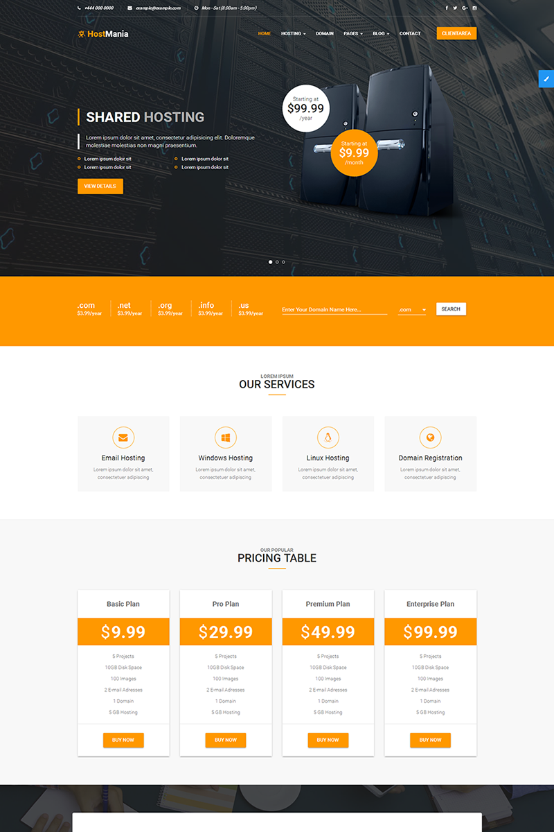 HostMania | Material Design Web Hosting and WHMCS Website Template