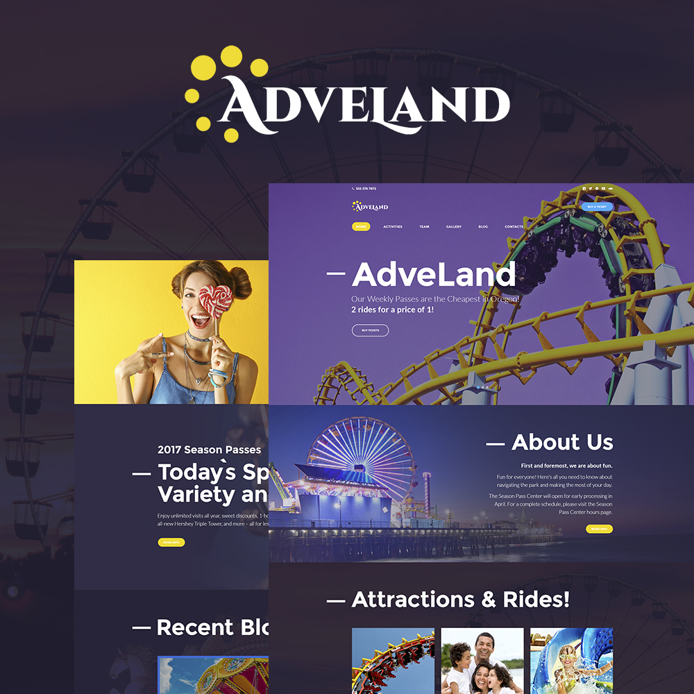 "Adveland - Amusement Park Responsive" thème WordPress adaptatif #64616 - screenshot