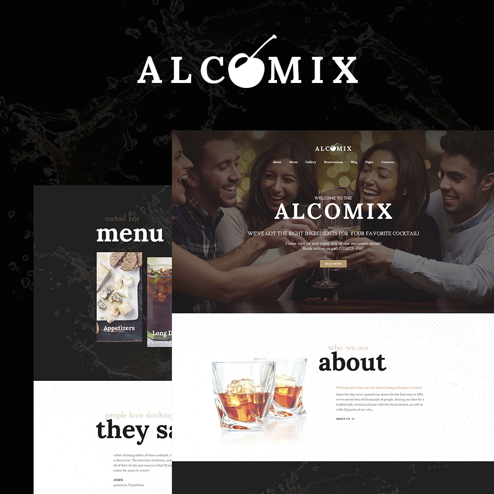 Alcomix - Cocktail Bar Tema WordPress №64641 - captura de tela