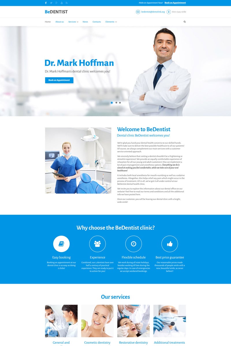 BeDentist - Dentist & Medical Premium Template Drupal №64649 - screenshot