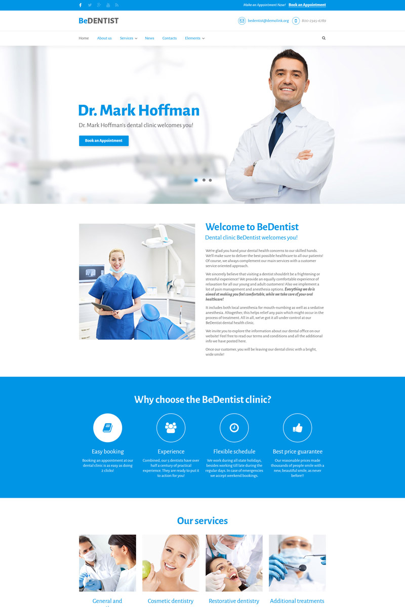 Drupal Vorlage namens "BeDentist - Dentist & Medical Premium" #64649 - Screenshot