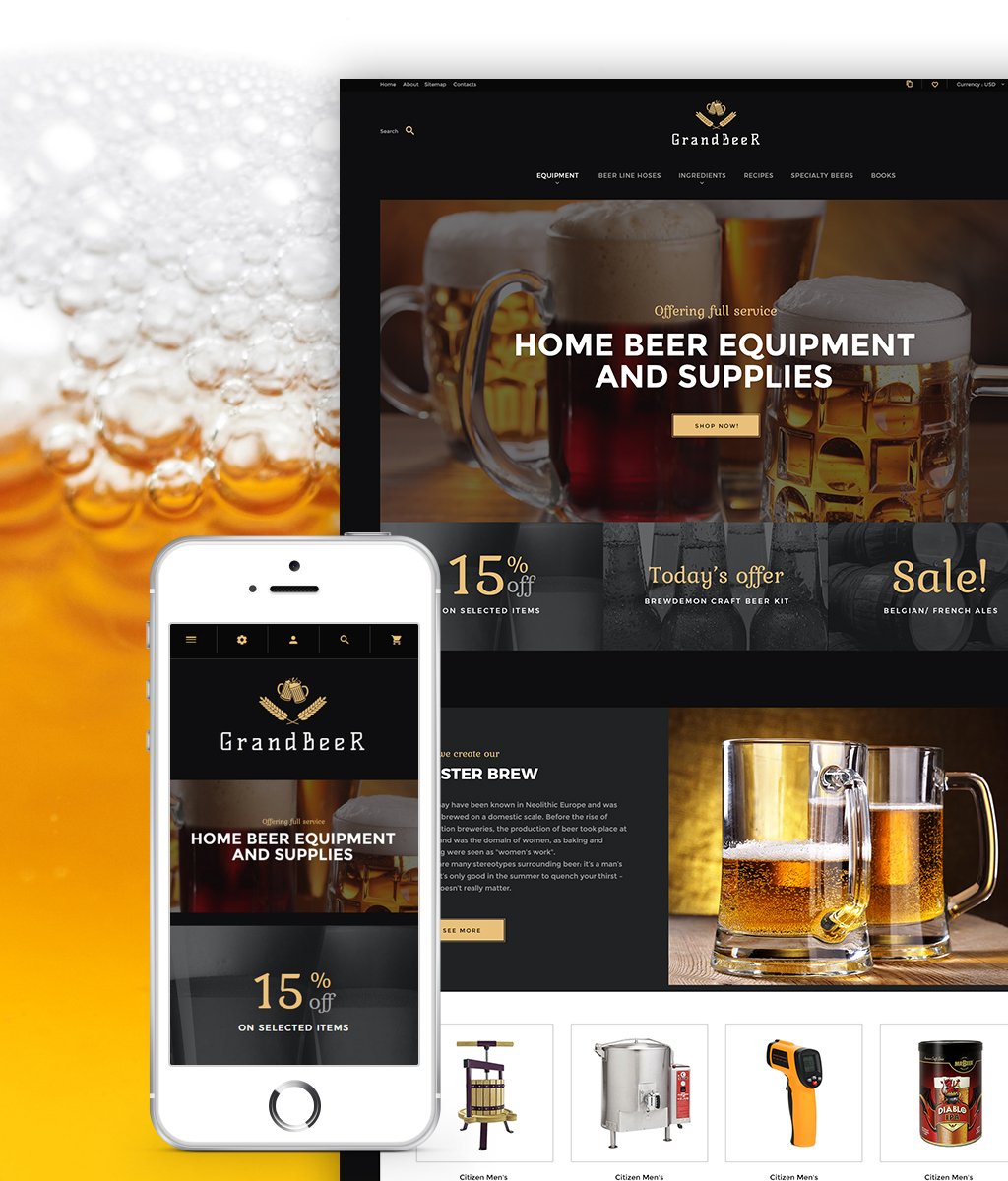 "GrandBeer" thème PrestaShop adaptatif #64650 - screenshot