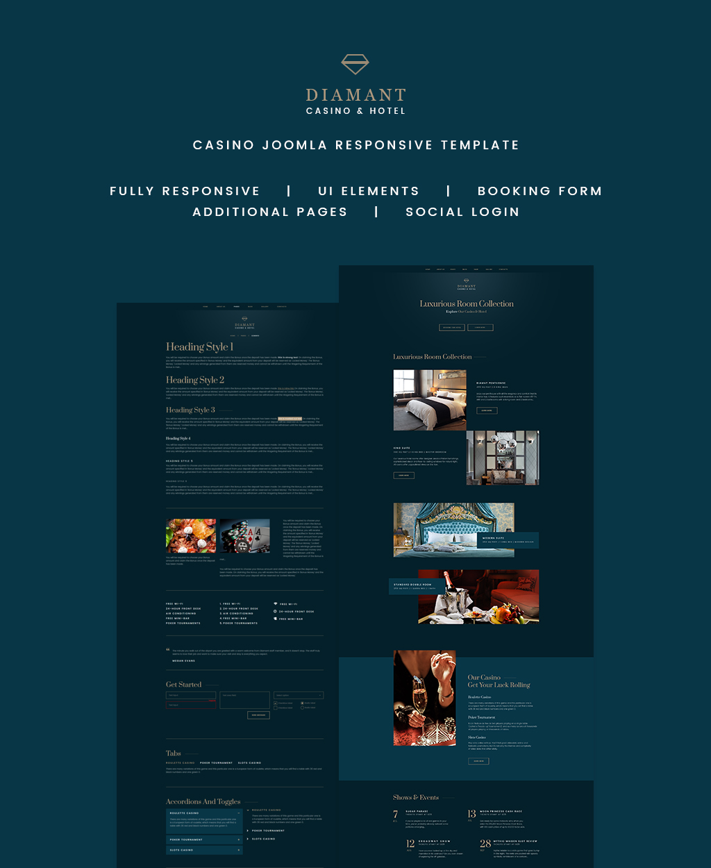 "Diamant - Casino & Hotel" Responsive Joomla Template №64731 - screenshot