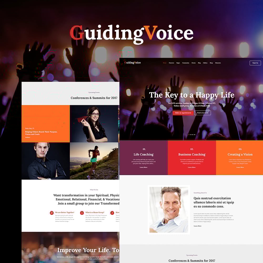 "Guiding Voice - Life Coach WordPress Theme" 响应式WordPress模板 #64747