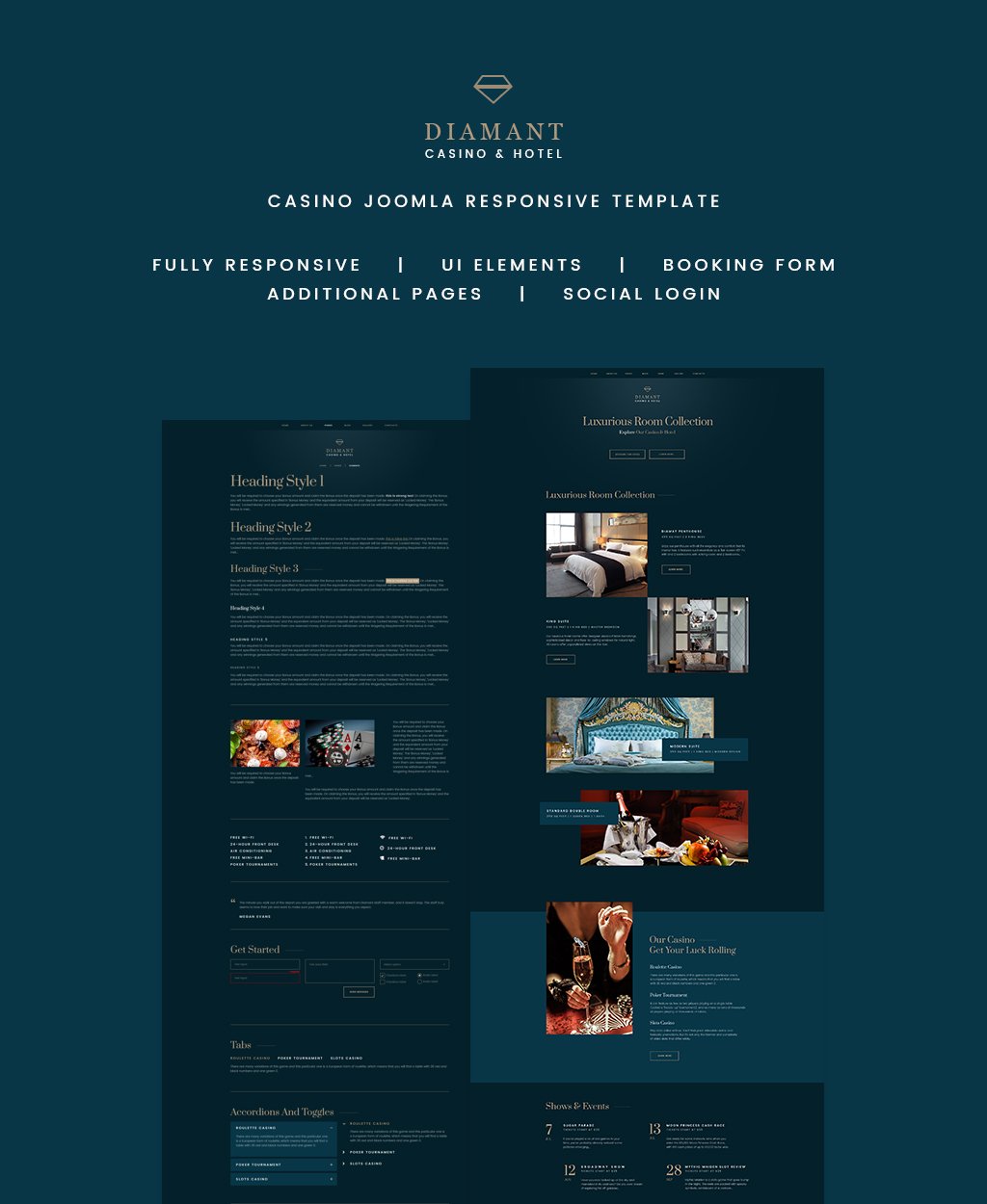 Joomla Vorlage namens "Diamant - Casino & Hotel" #64731 - Screenshot