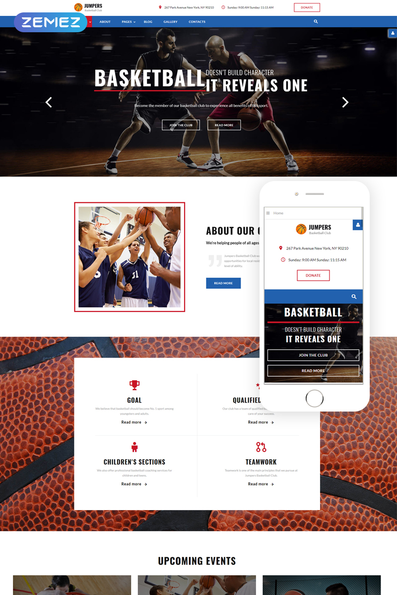 Thème Joomla adaptatif pour site de basketball #64777
