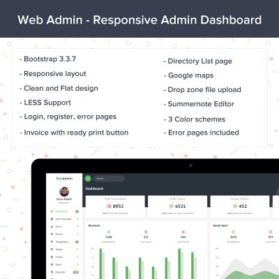 Webadmin - адаптивный шаблон панели управления #64700