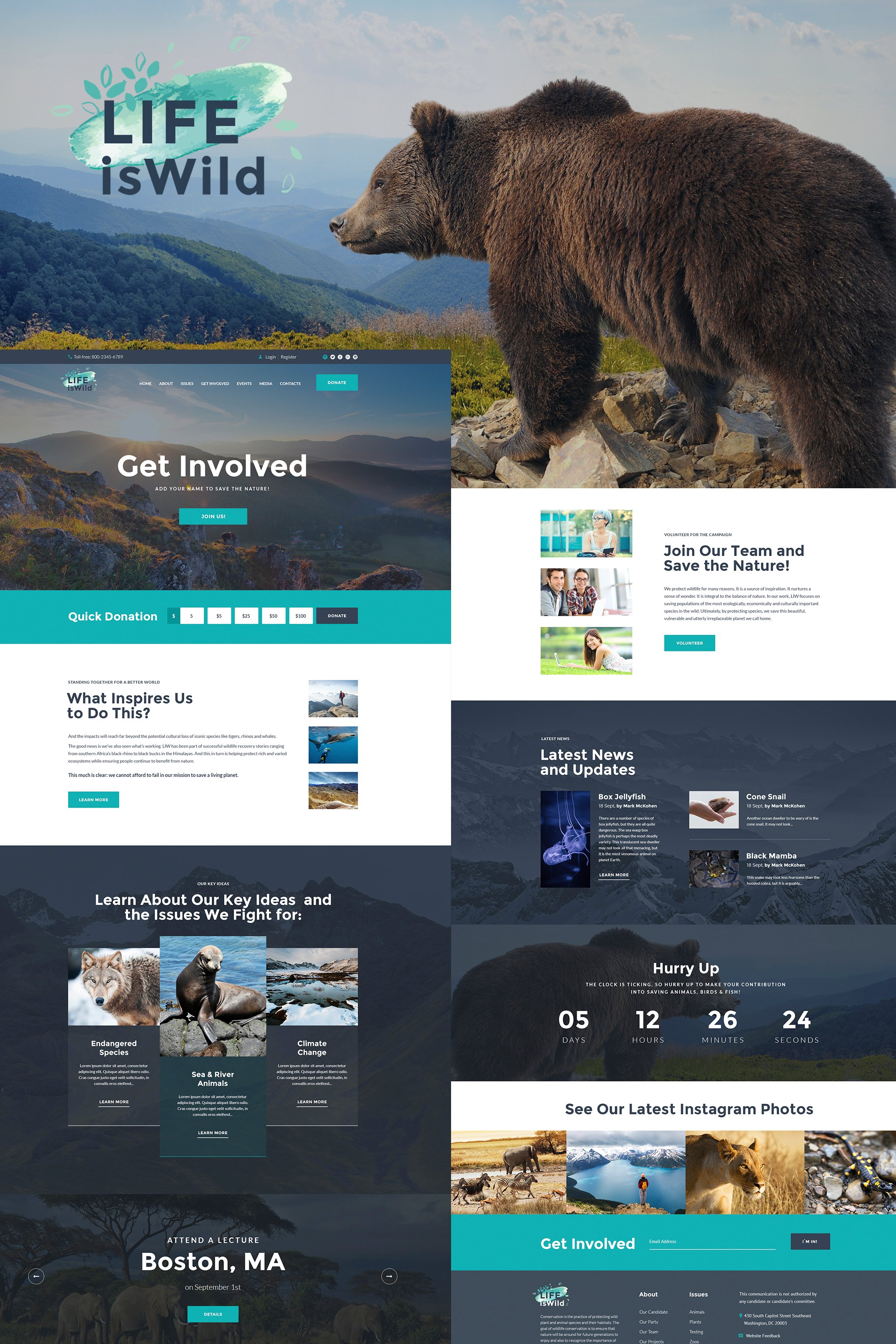 WordPress Theme namens "LifeisWild - Wild Life WordPress Theme" #64785