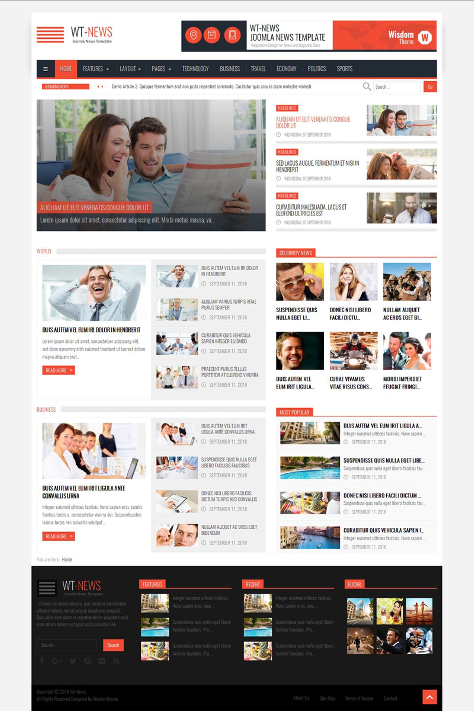 WT News News And Magazine Joomla Template 64767