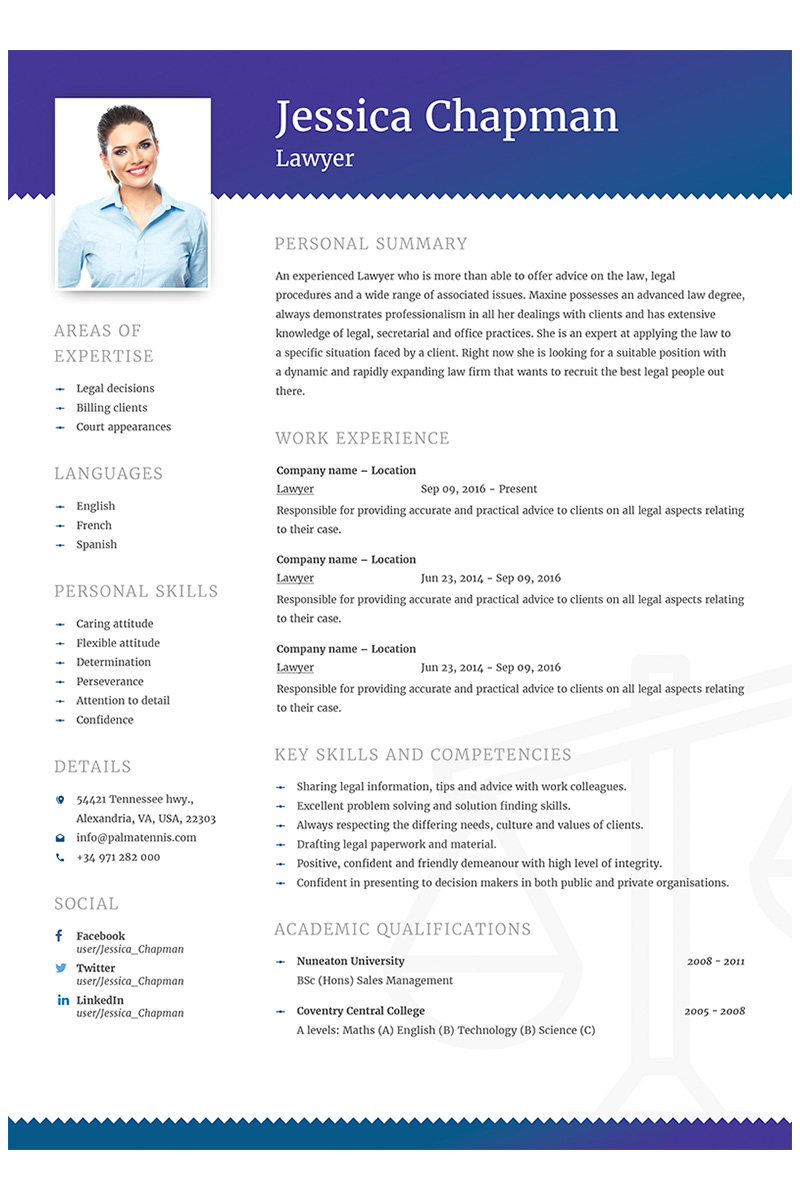 Jessica Chapman Lawyer Cv Resume Template 64868